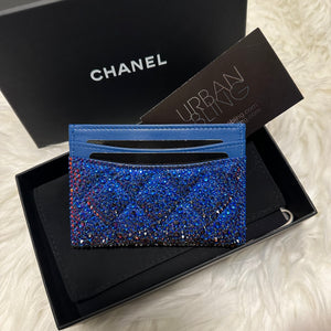 Brand New Meridian Blue Chanel Card Holder Strassed